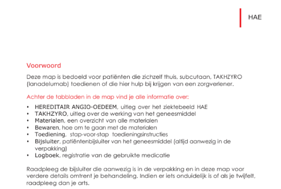 Patiëntenmap Takhzyro